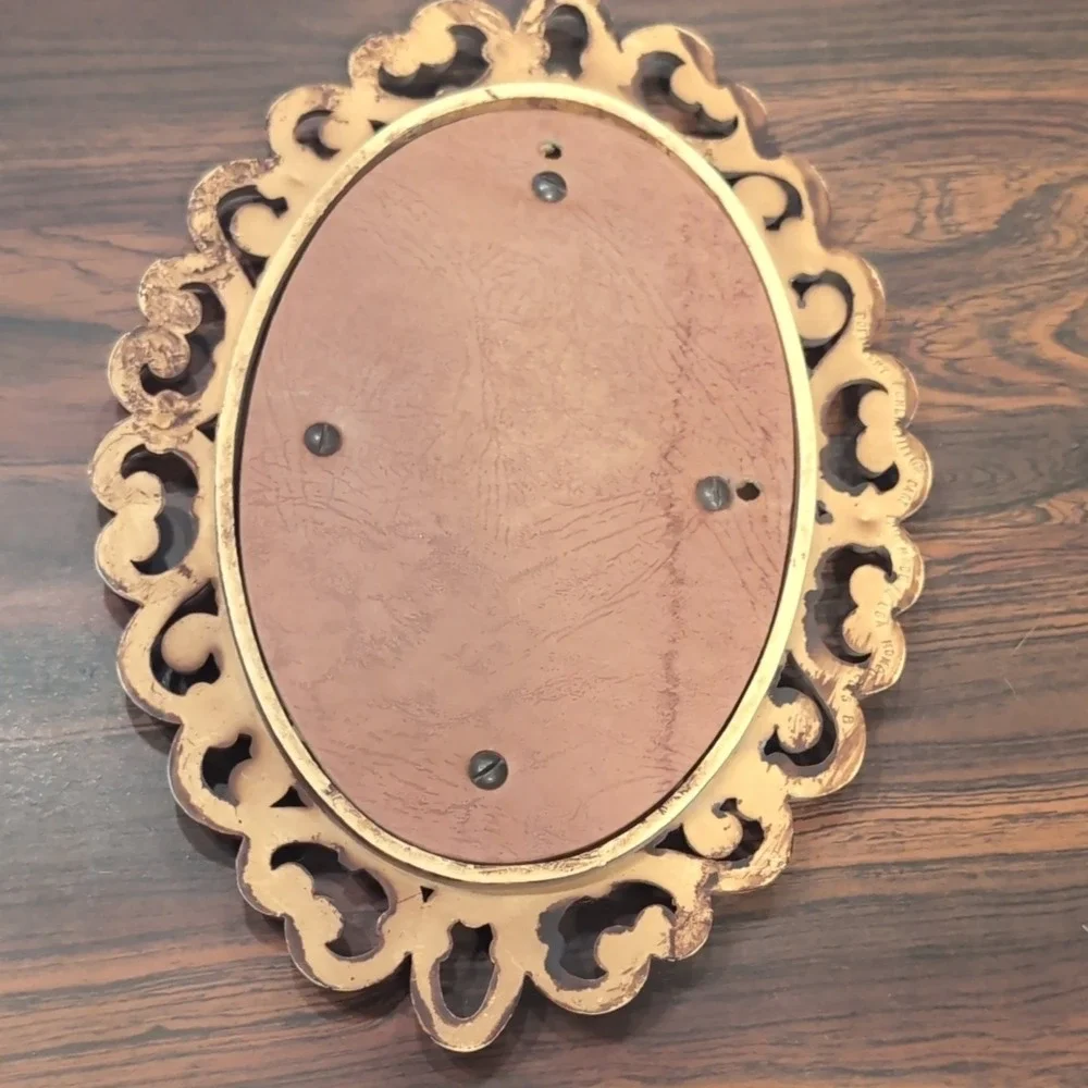 Syroco Ornate Oval Decorative Wall Mirror Gold 9 in Hollywood Regency Plastic